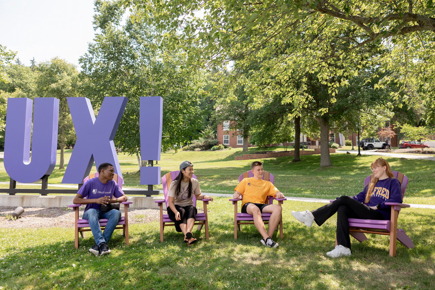 A drone shot of Alfred University