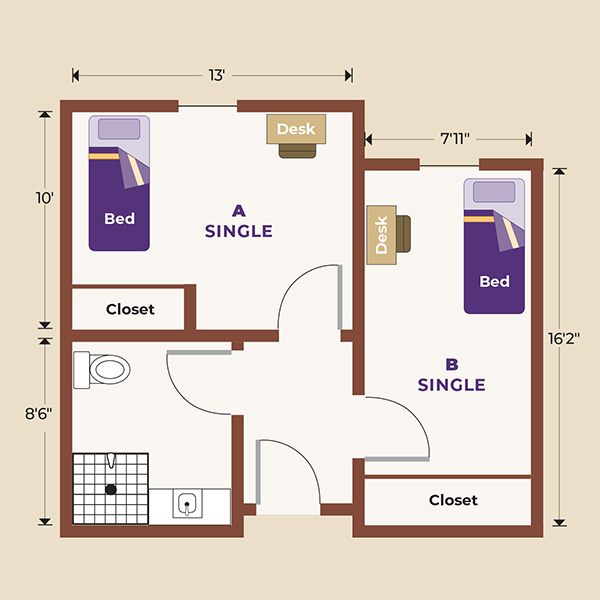 sample floor layout of a dorm in ann's 