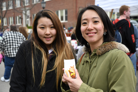 students at hotdog day event