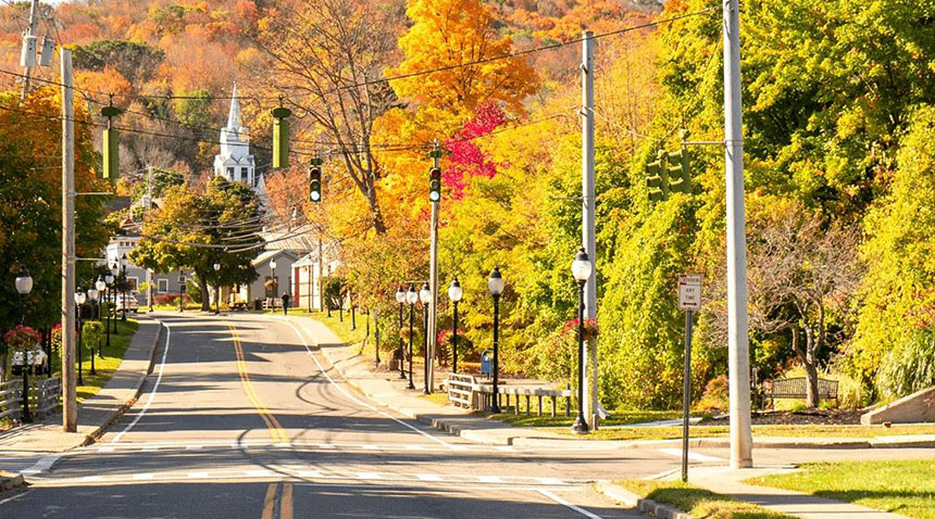 A street view of a village