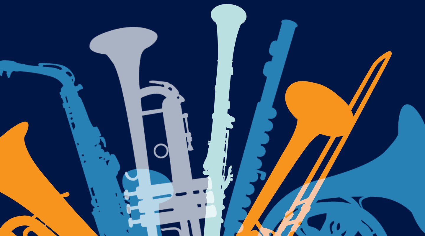 A graphic of instruments for Wind Band Intensive