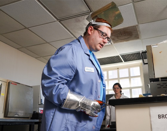 student in an engineering lab