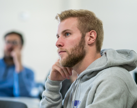 Male student in class