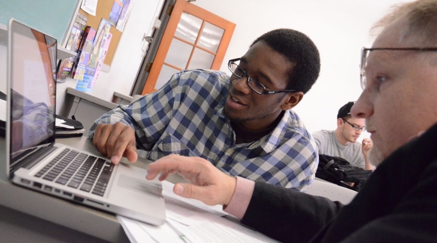 Counselor with student