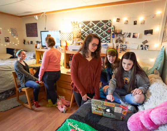 Students in student housing room