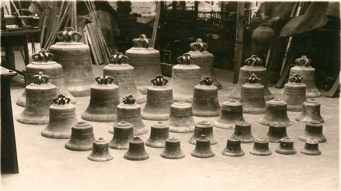 A historical photo of the Carillon bells