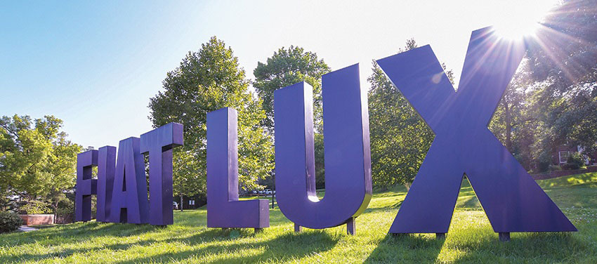 The Fiat Lux sign at Alfred University