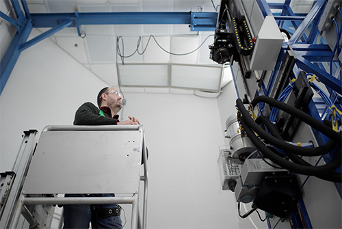 Man using a large engineering machine