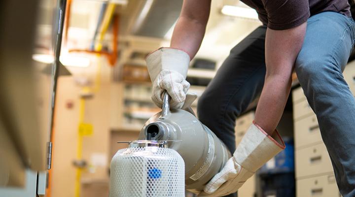 A student conducting an engineering experiment