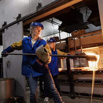 A photo of a student glass casting