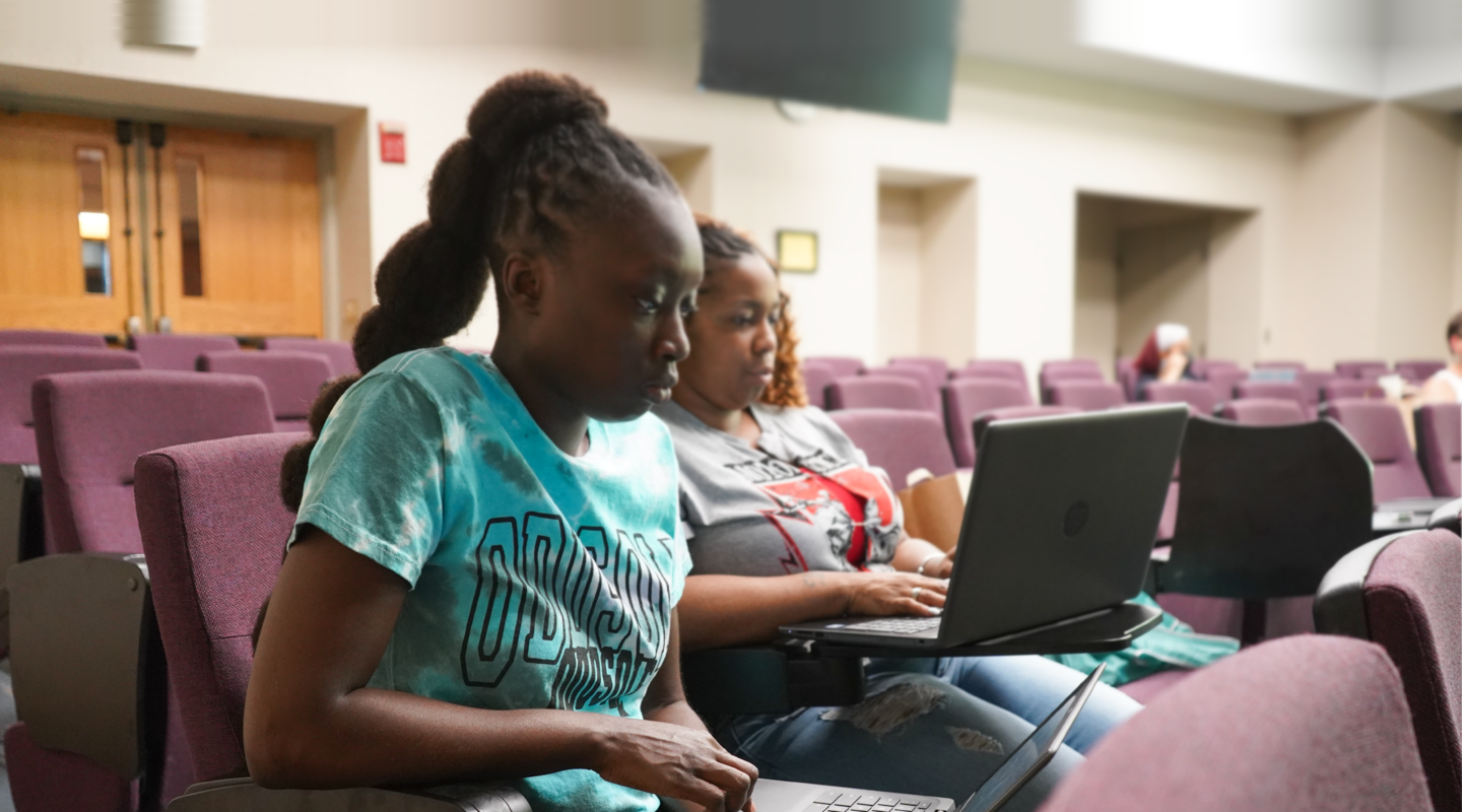 students working on laptops