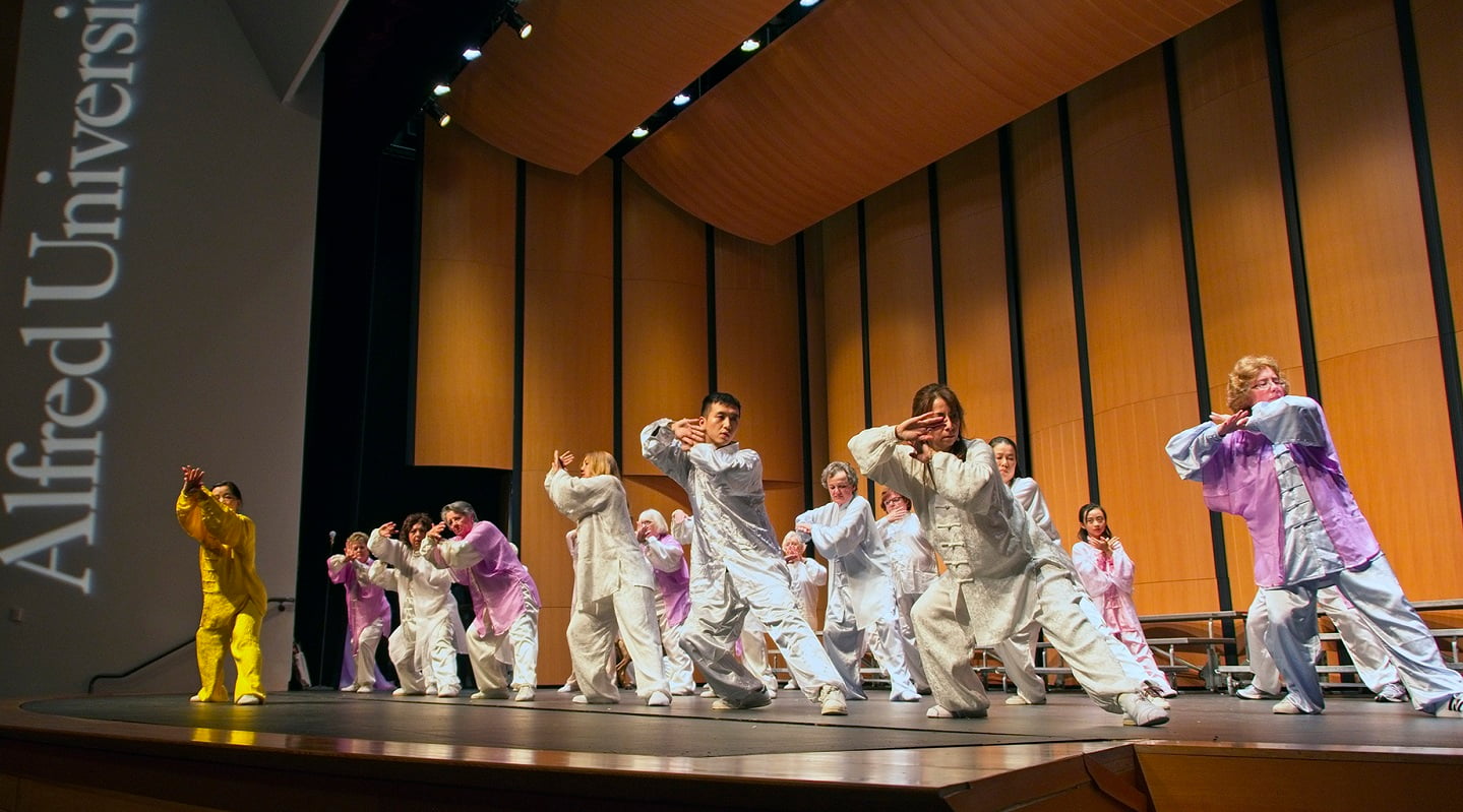 performing on stage