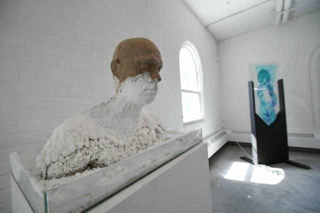 sculptures on display