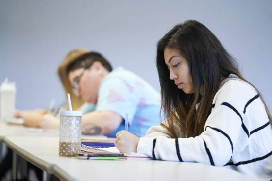 Two students in a classroom