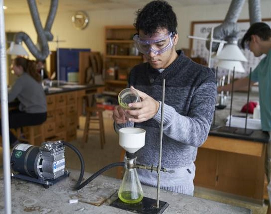student in chemistry class