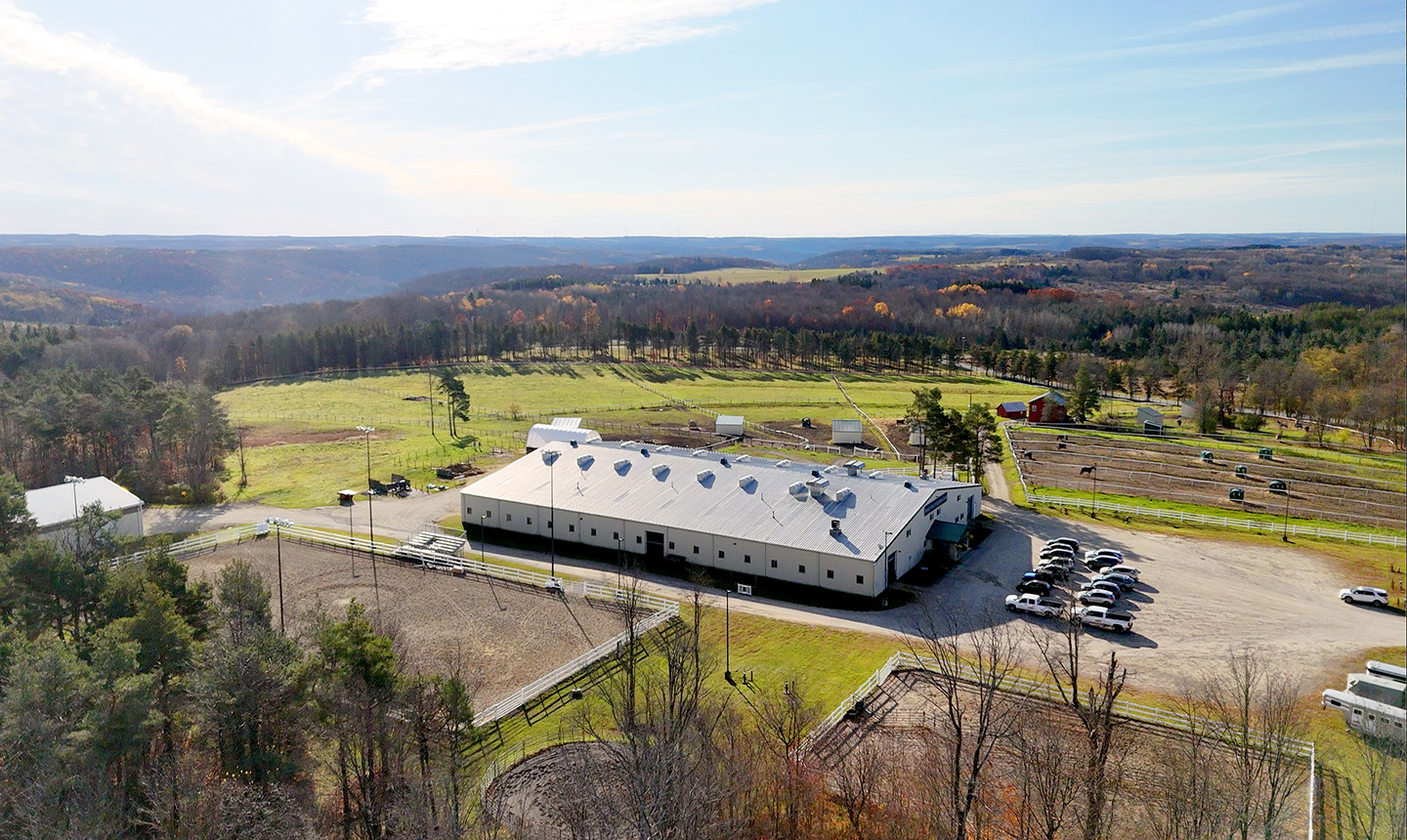 A drone shot of the Equestrian Center
