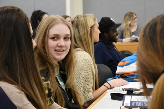 student in classroom