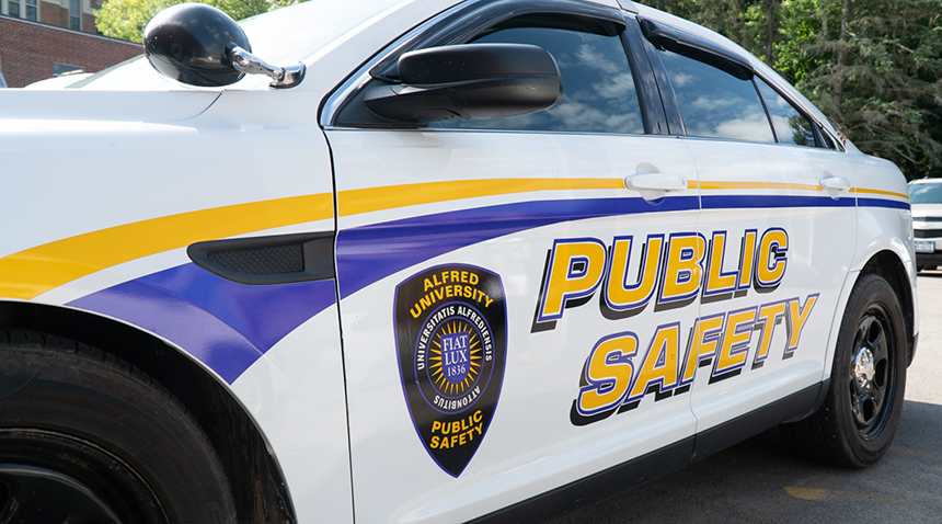 A photo of a Campus Safety car