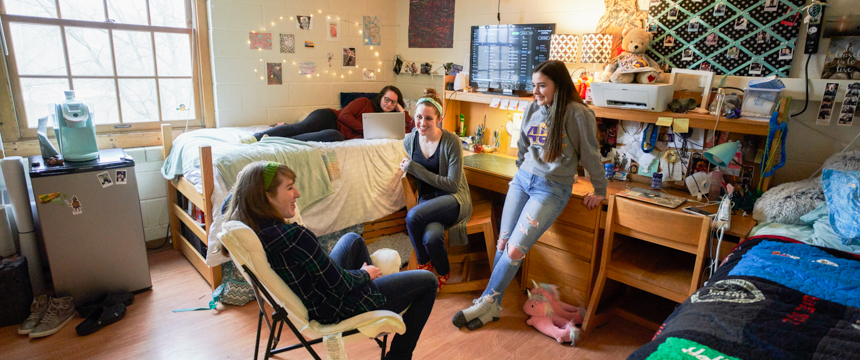 Students in a dorm room