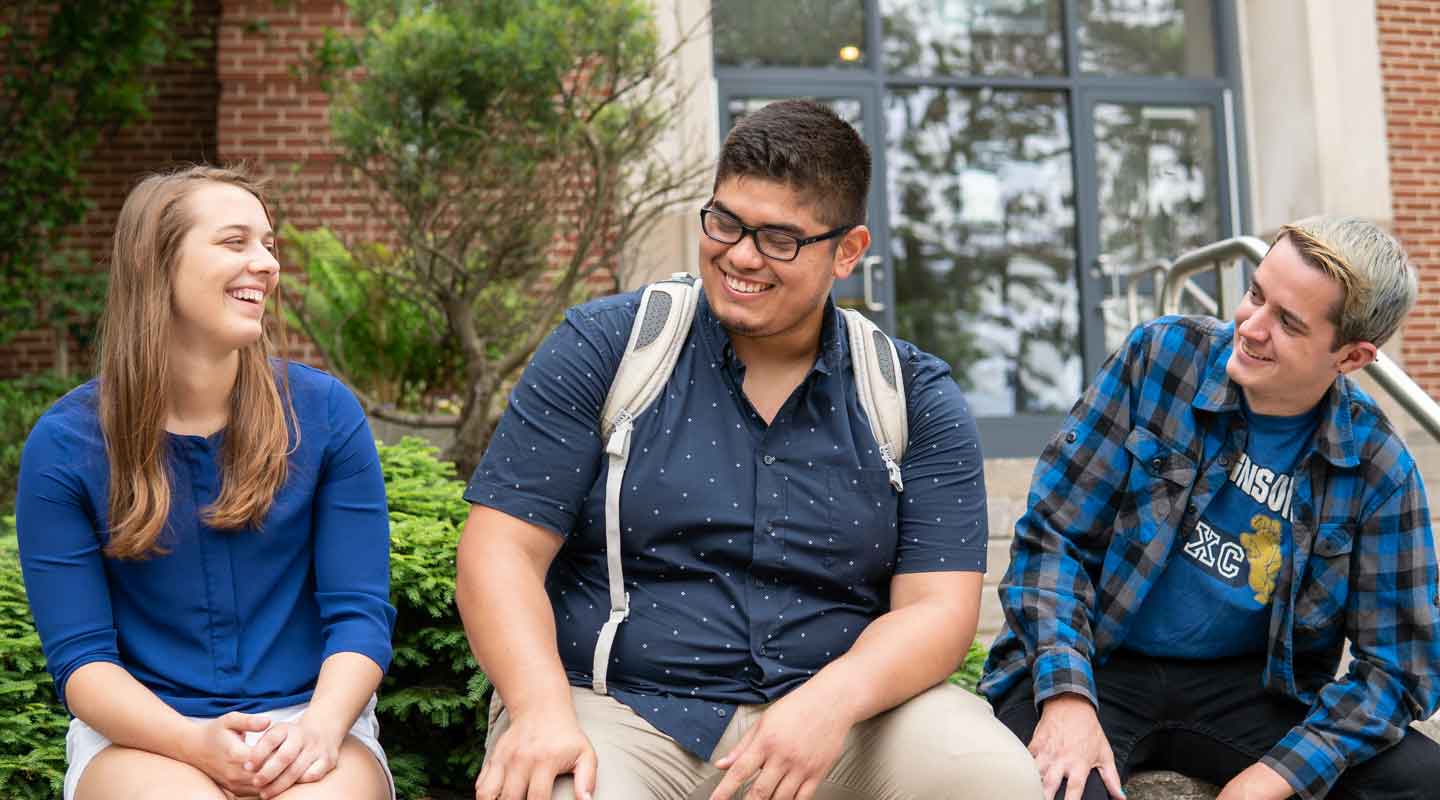 Students laughing outside