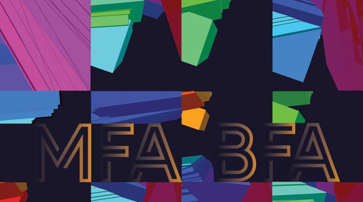 Thesis exhibit background logo