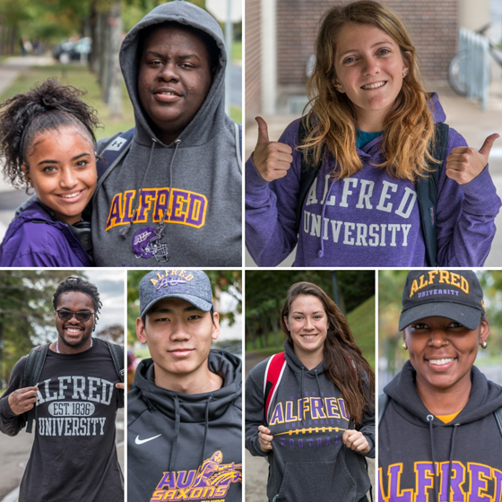 Students dressed in Alfred University apparel for Saxon Fridays