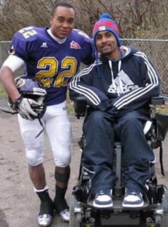 Image of Julio Fuentes and a Saxon football player