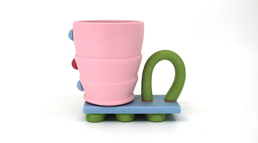 colorful ceramic mugs in pastels