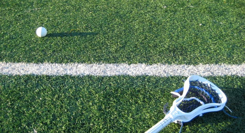lacrosse stick and ball in grass