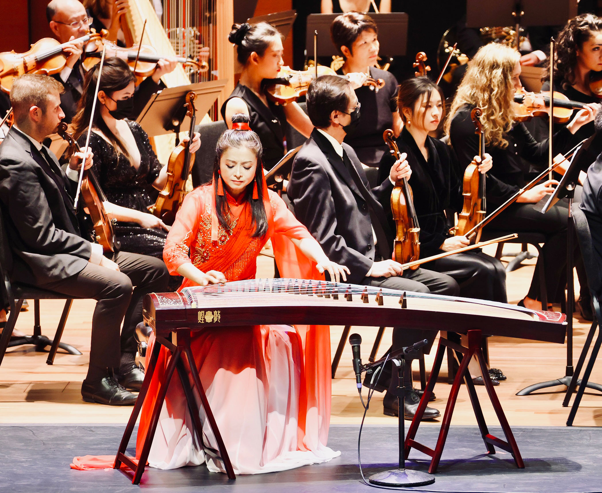 Daisy Wu performs on the guzheng during the concert at New York City’s Lincoln Center