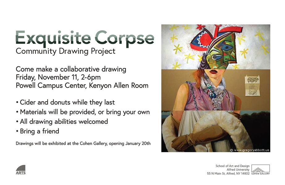 poster with exquisite corpse collaborative drawing