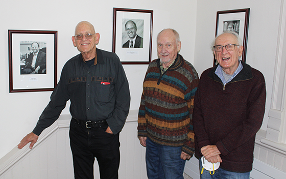 From left, retired Human Studies Professors Tom Peterson, John Gilmour, and Gary Ostrower