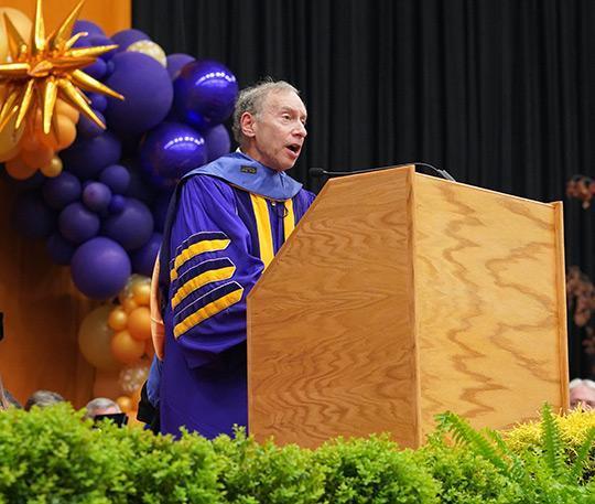 Dr. Robert S. Langer delivers the keynote address for Alfred University’s 186th Commencement.