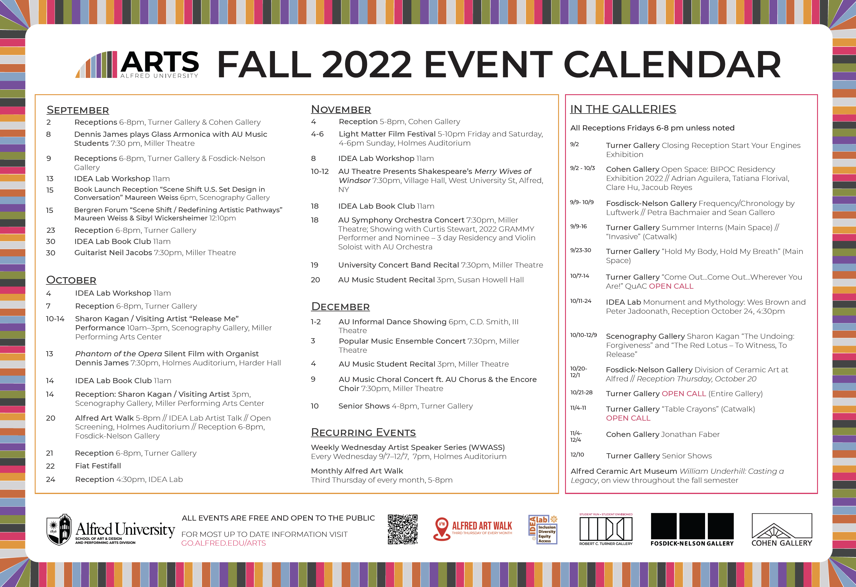 Arts Fall 2022 Event Calendar