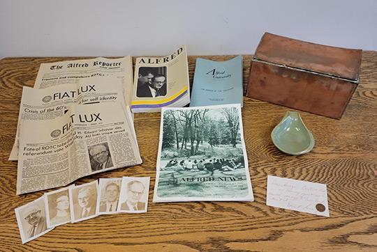 Items contained in the Openhym residence hall time capsule which was opened Tuesday.