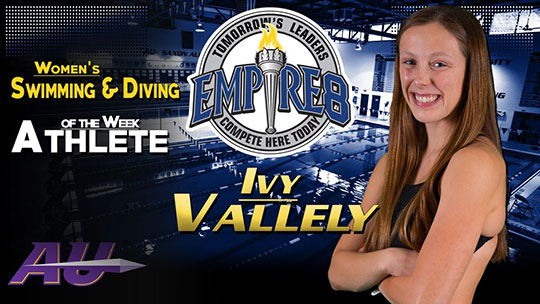 Alfred University’s Vallely earns weekly E8 swimming and diving honors