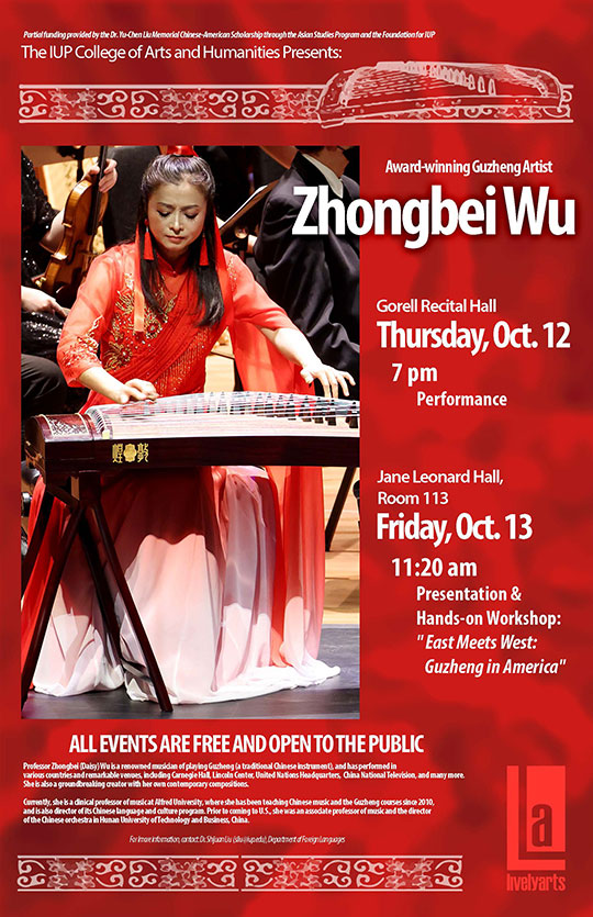 poster showing woman playing guzheng