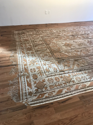 image of rug carved into wood floor