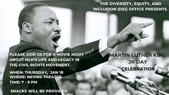 post promoting movie day celebrating Martin Luther King