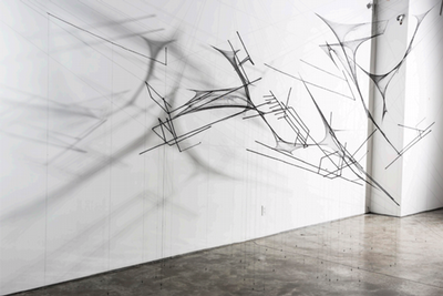 within, without, 2016 6 X 8 X 16 feet; polymer fibers, steel, magnets (Installation views at Garis & Hahn, New York)