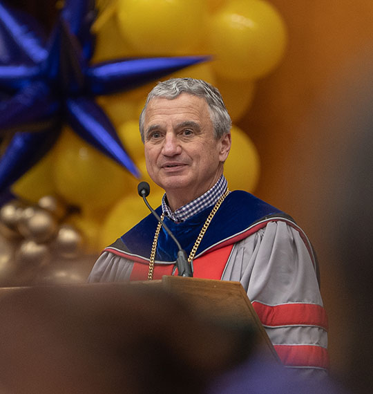Mark Zupan speaking at commencement