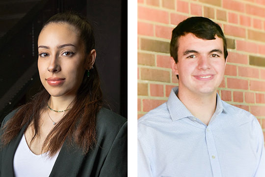 headshot of a woman and a man