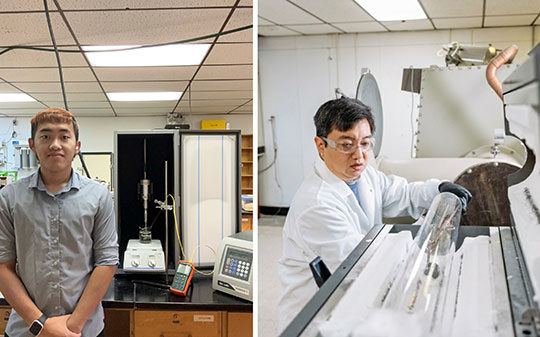 two men in a laboratory setting