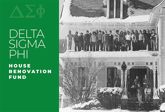 black and white photo of house with people on porch and porch roof