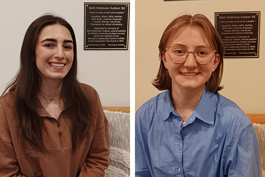 headshots of two women, one with glasses