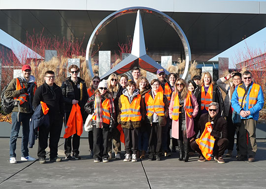 Group shot at Mercedes-Benz plant in Germany