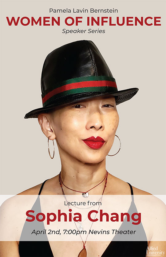 poster of woman who will present Pamela Lavin Bernstein Women of Influence Lecture