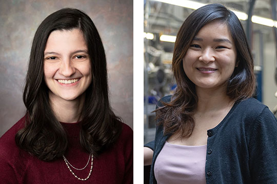 headshots of two young women with long dark hair