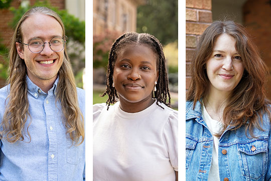 headshots of three people, a man and two women