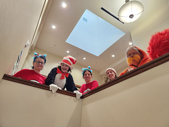 people dressed up in Dr. Seuss themed costumes